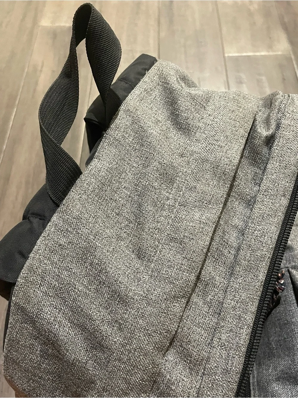 JanSport Gray Backpack Faux Leather Bottom Laptop School Travel Book Bag EUC